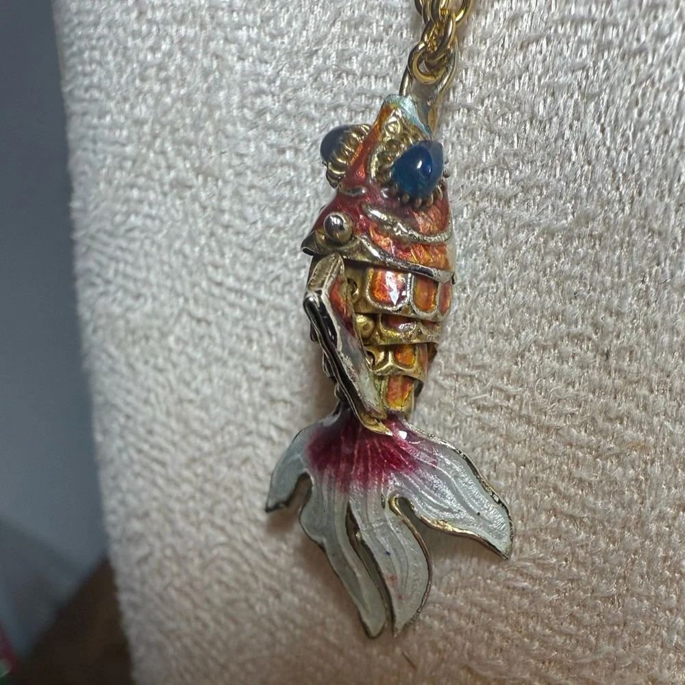 Vintage Koi Fish Pendant | Mixed Metal Fantasy Charm | Artisan Style